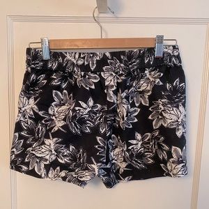 J. Crew Navy Floral Linen/Cotton Shorts - 0